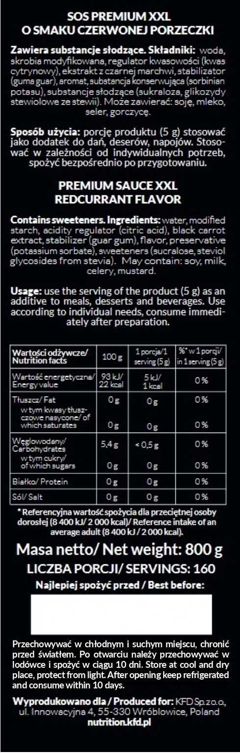 KFD Premium Sauce XXL Czerwona Porzeczka 800 G